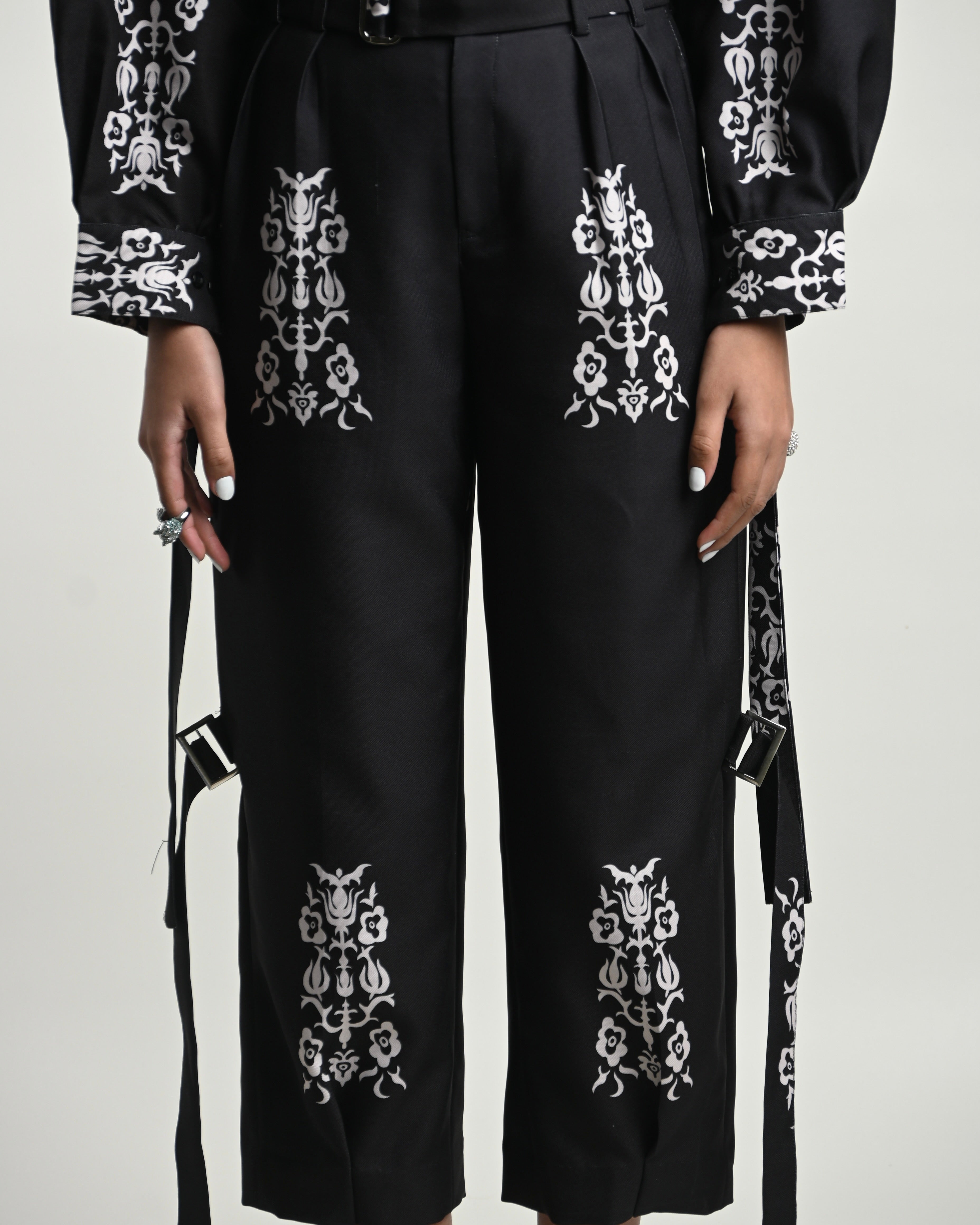 Black Floral Trouser