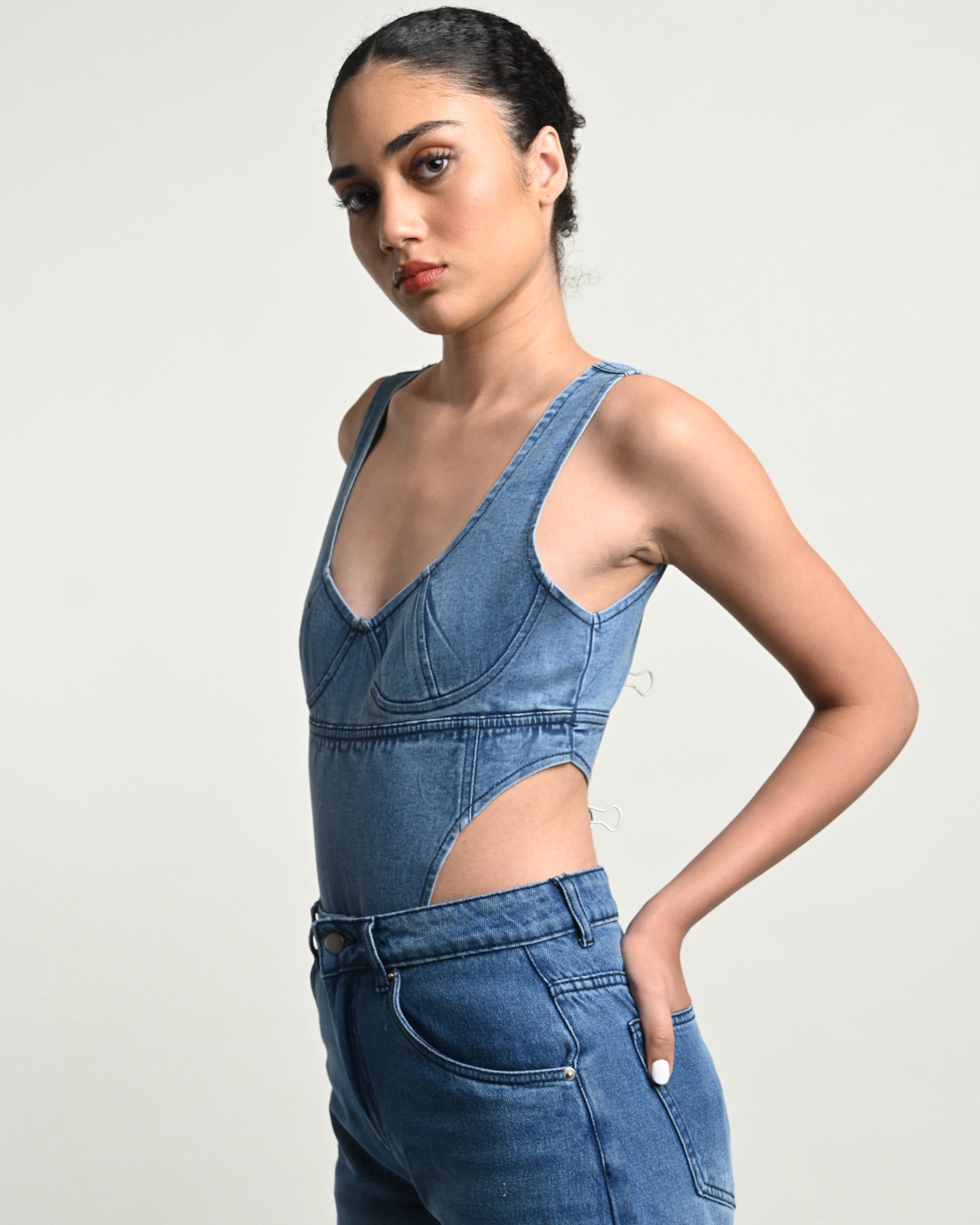 Denim bodysuit