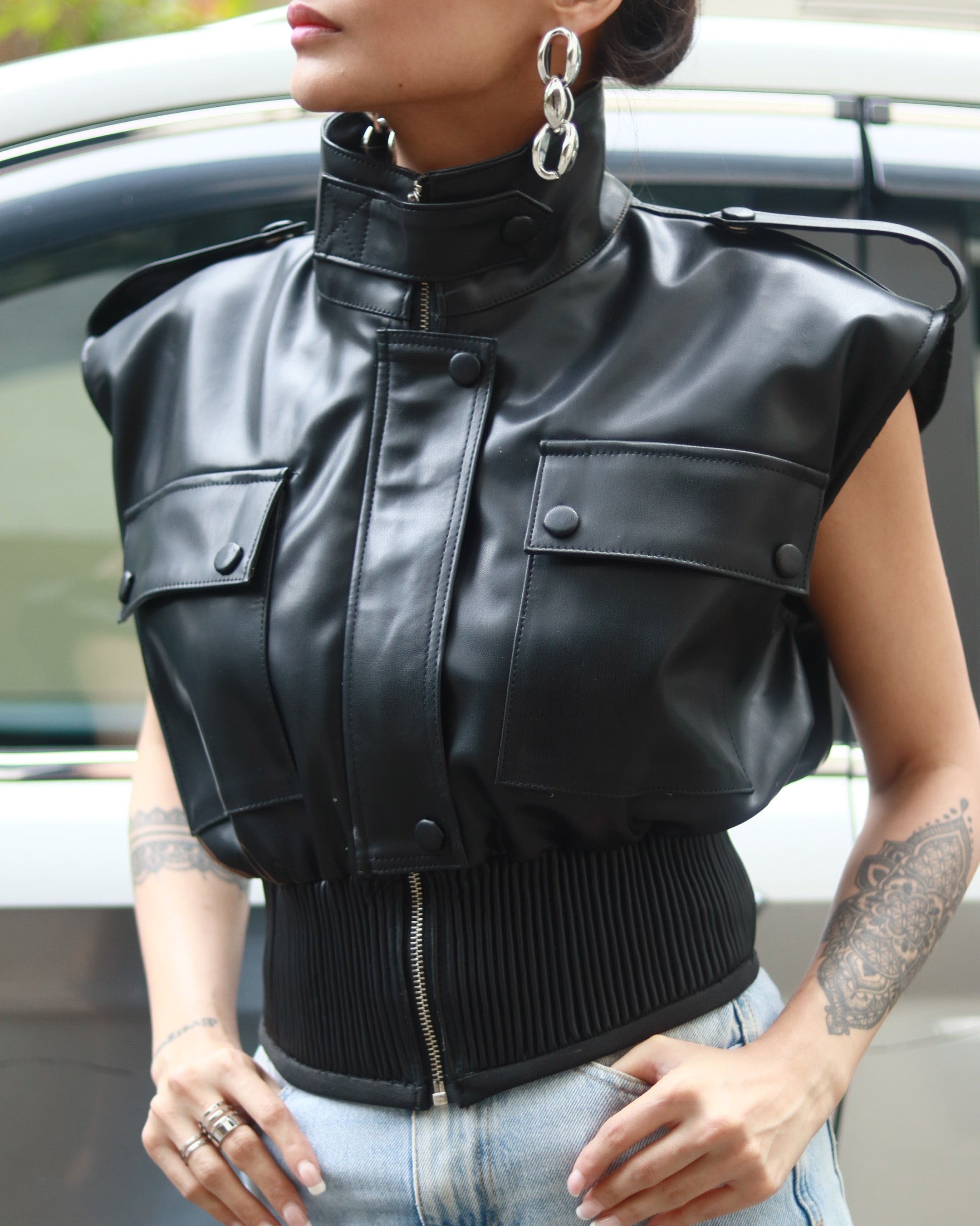 Leather Ribbed Vest