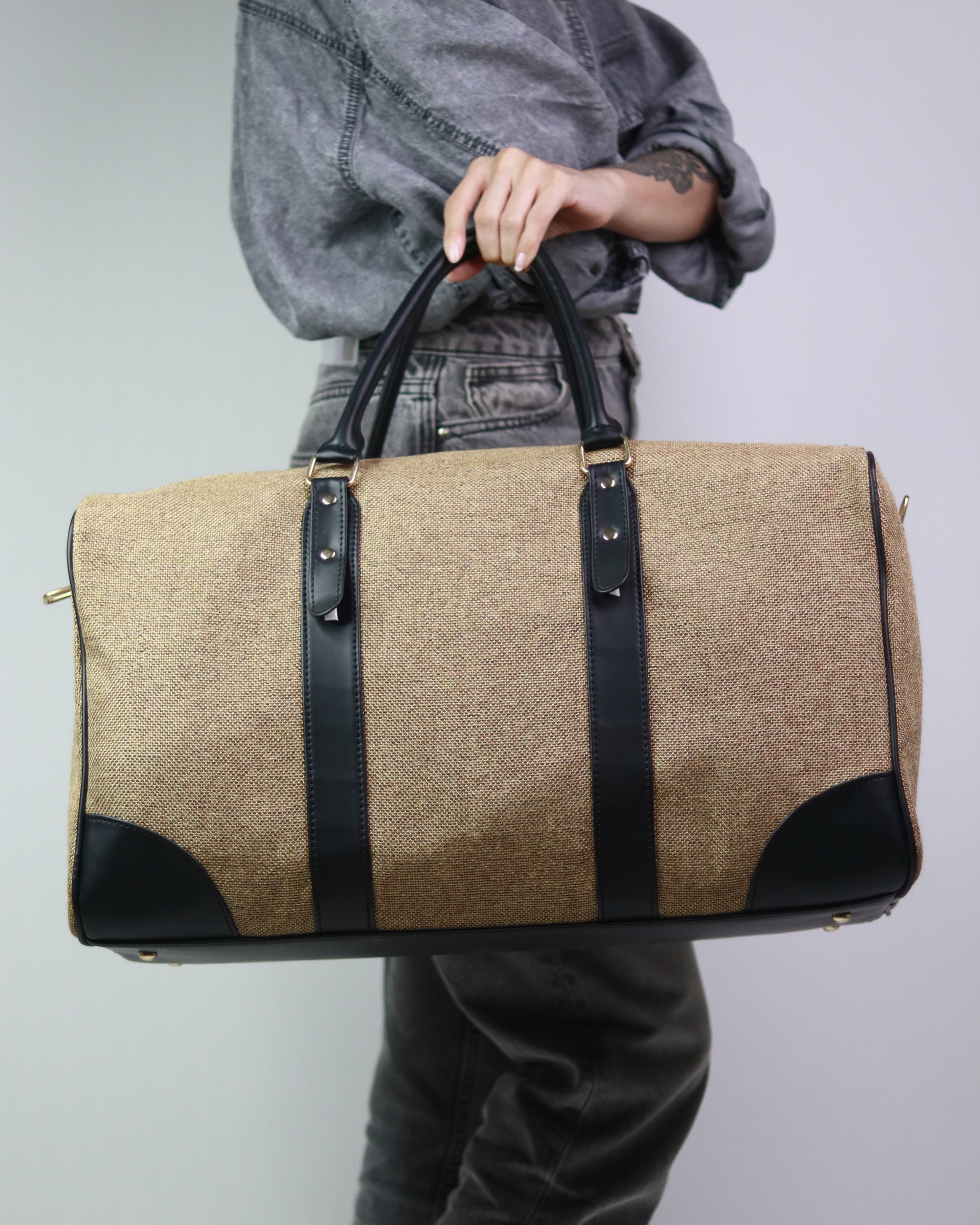 Dark Jute Duffle Bag