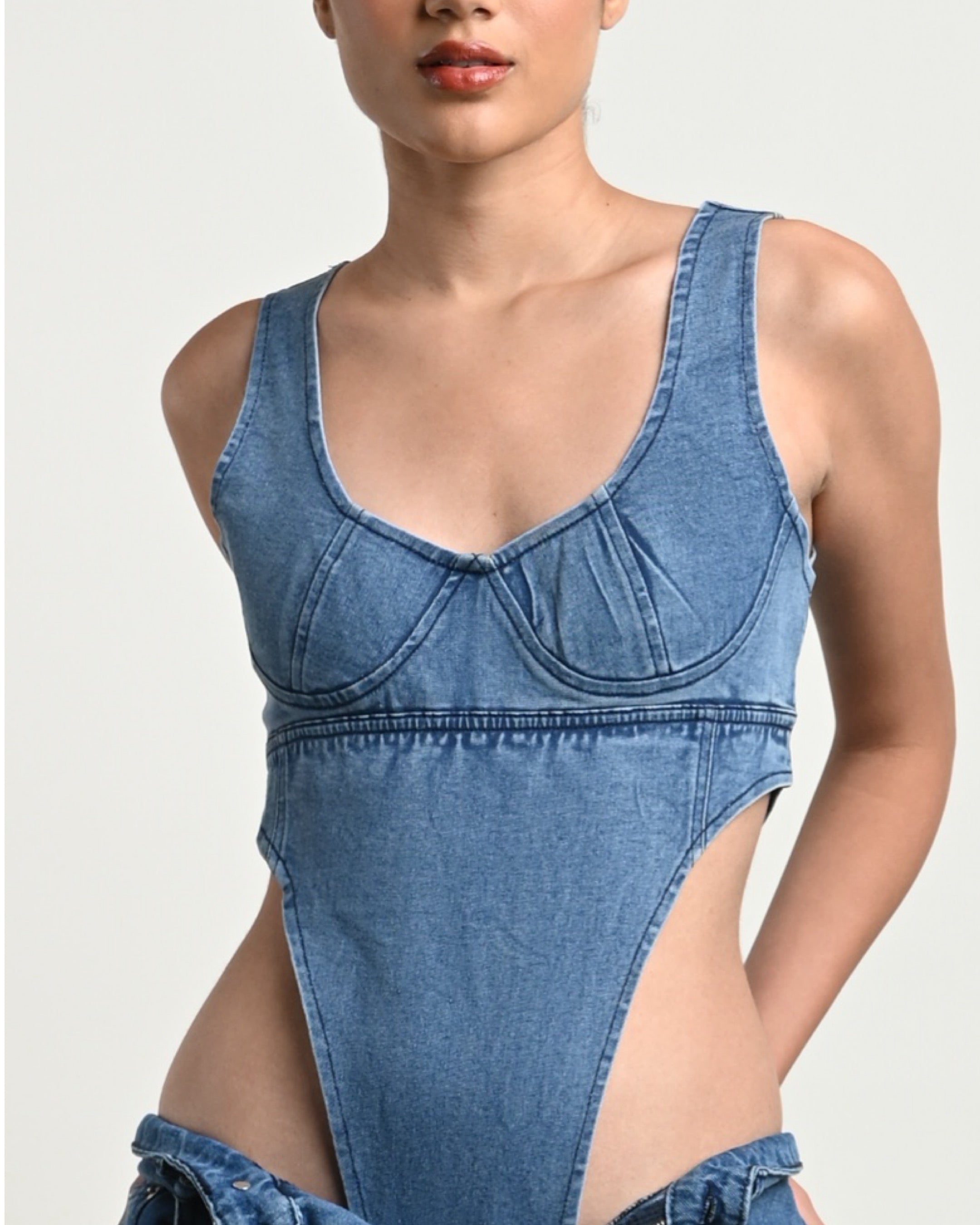 Denim bodysuit