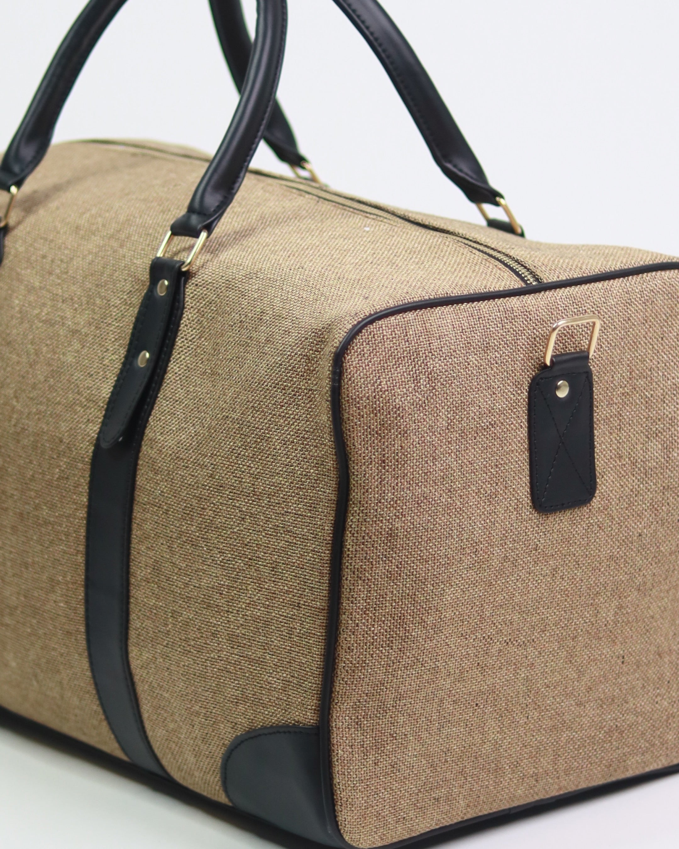 Burlap duffle bag sale