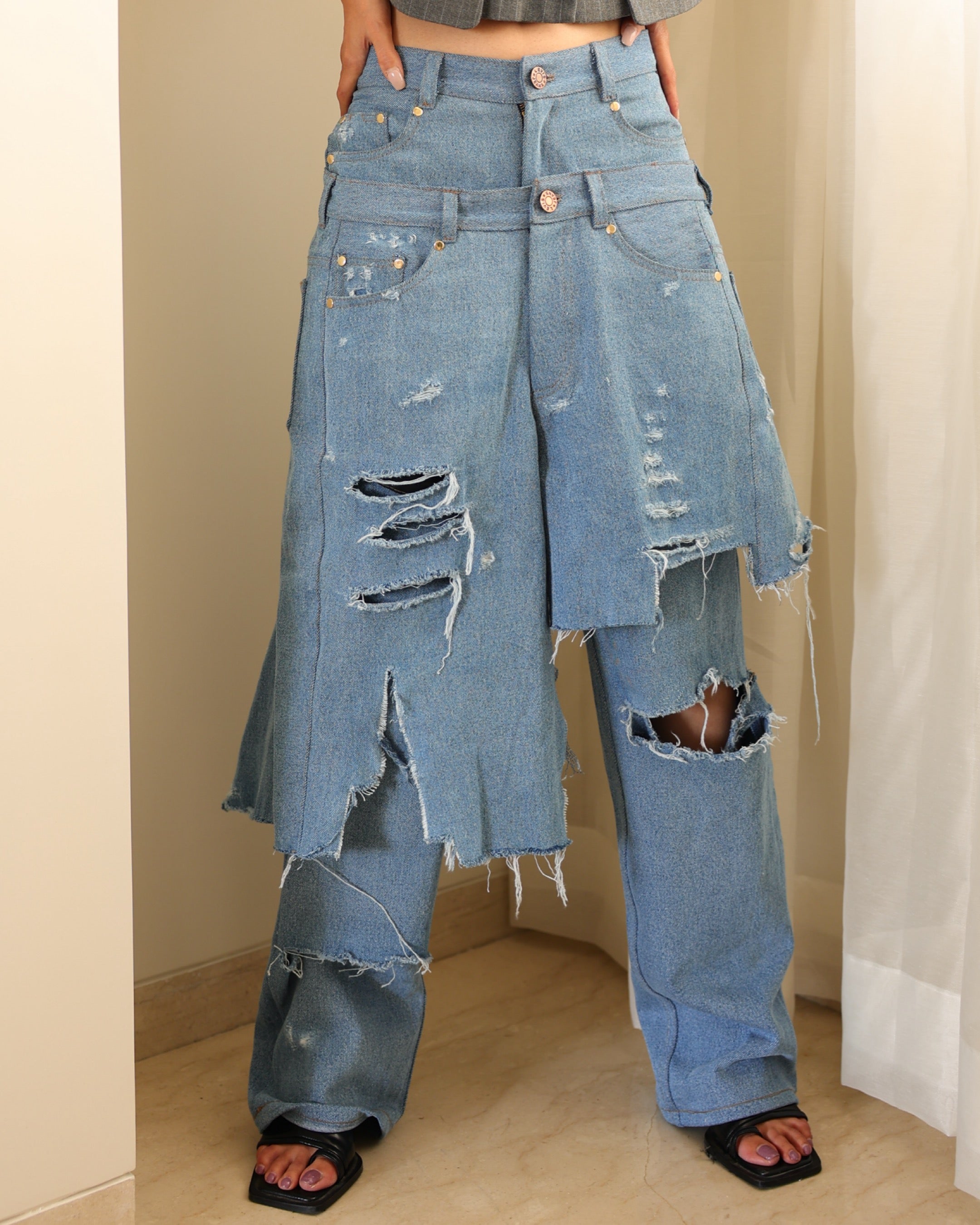 Asymmetric Distressed Denim – Modern Distressed Jeans