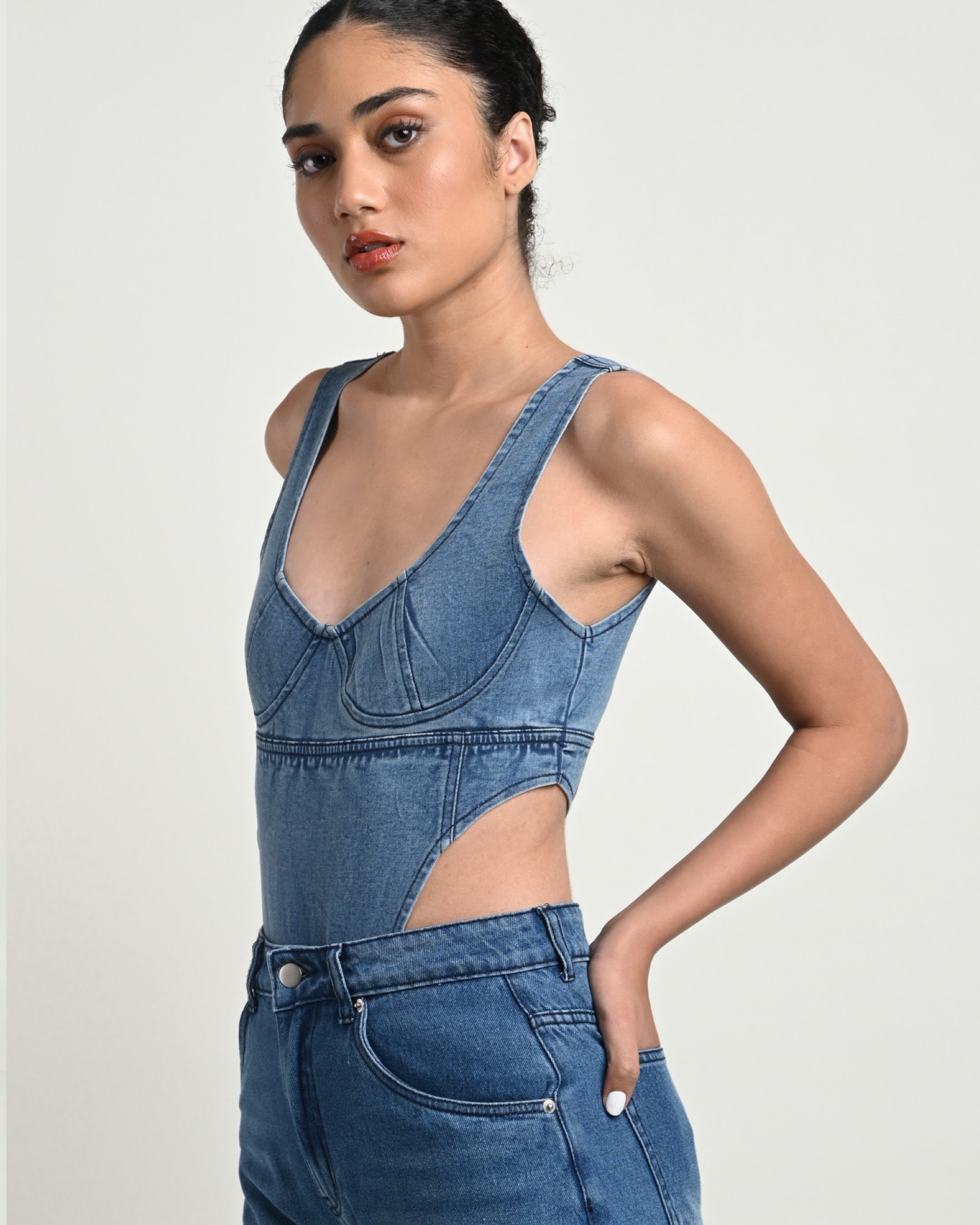 Denim bodysuit