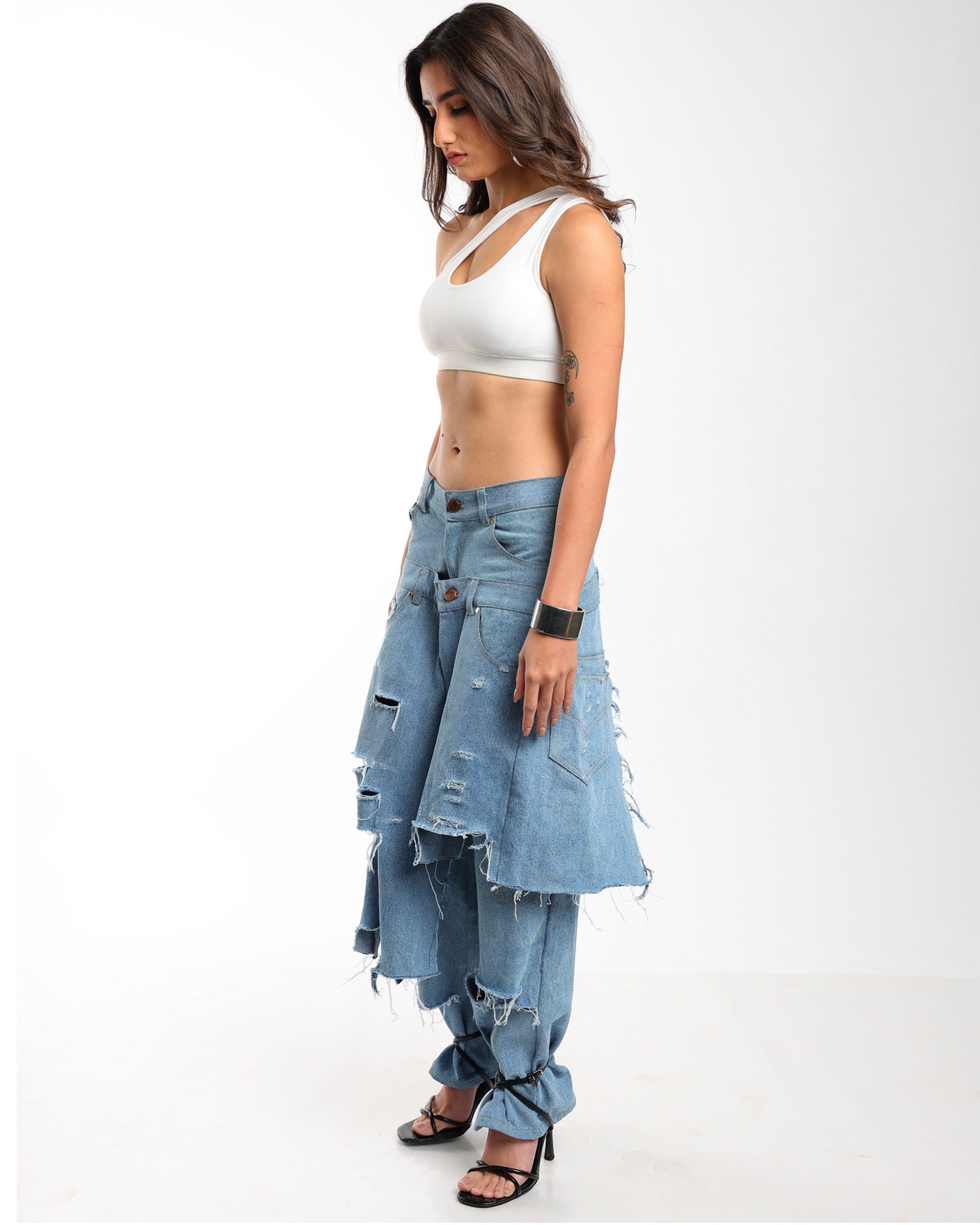 Asymmetric Distressed Denim